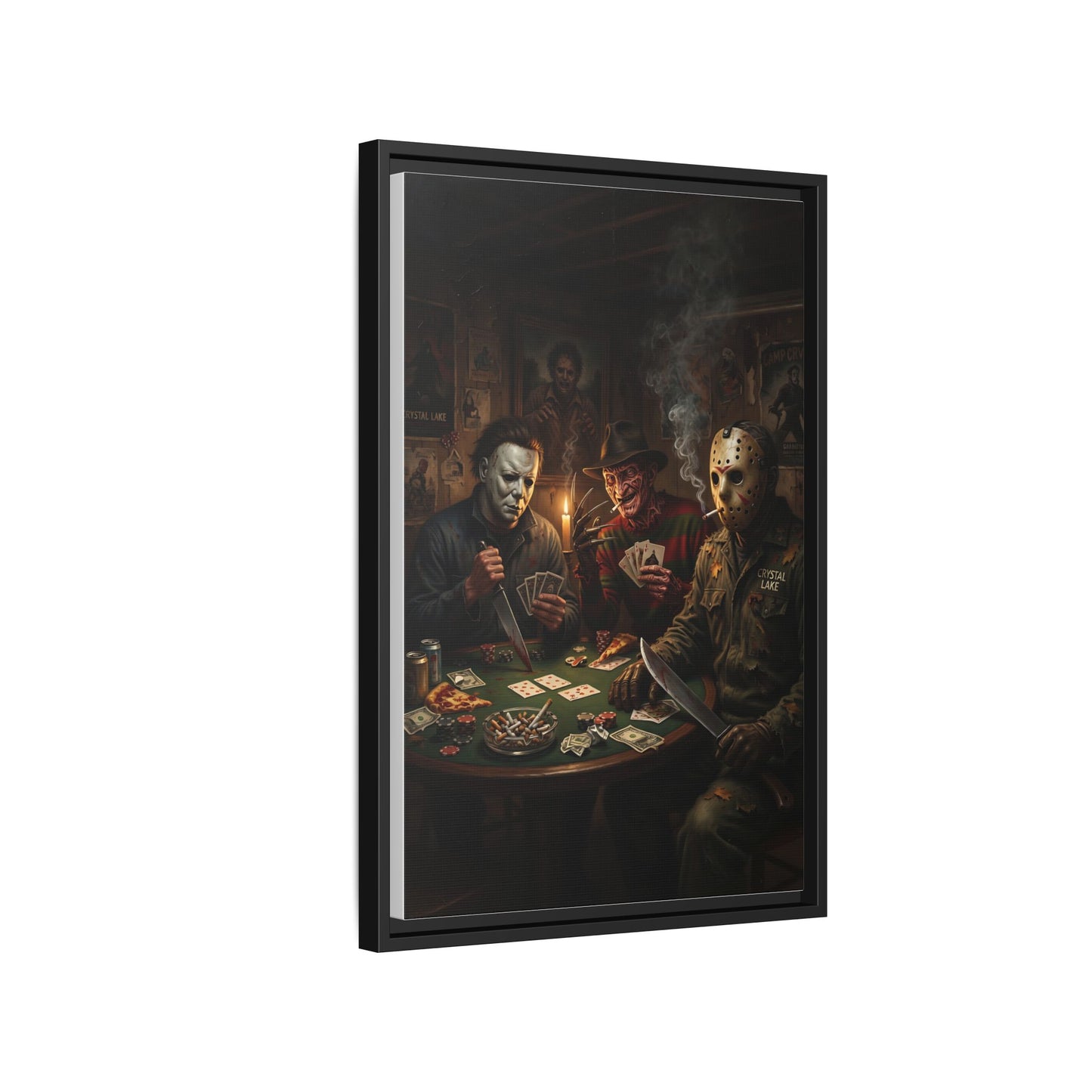 Horror Icons Playing Poker Matte Canvas Framed |