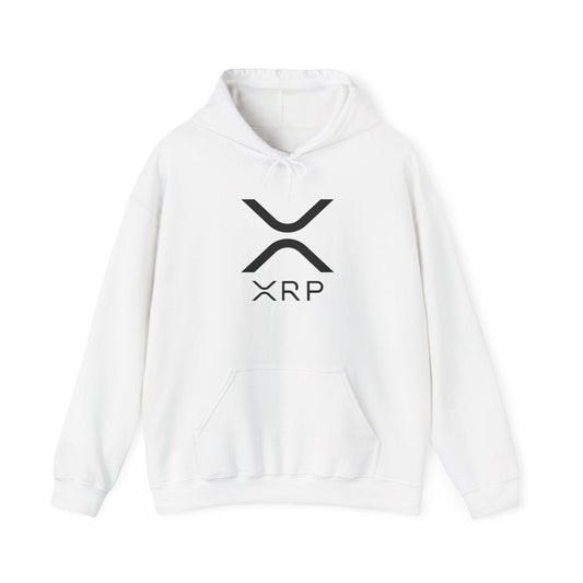 White logo pullover hoodie with front XR P graphic