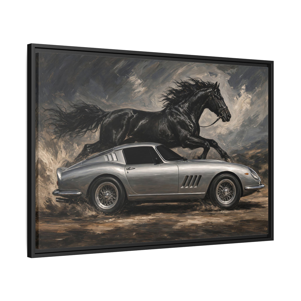 Horsepower | Vintage Sports Car & Stallion Framed Canvas
