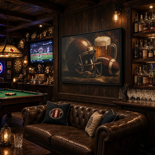 Game Day Pour - Football Helmet & Beer Canvas