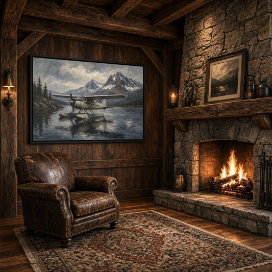 Mountain Lake Seaplane Canvas