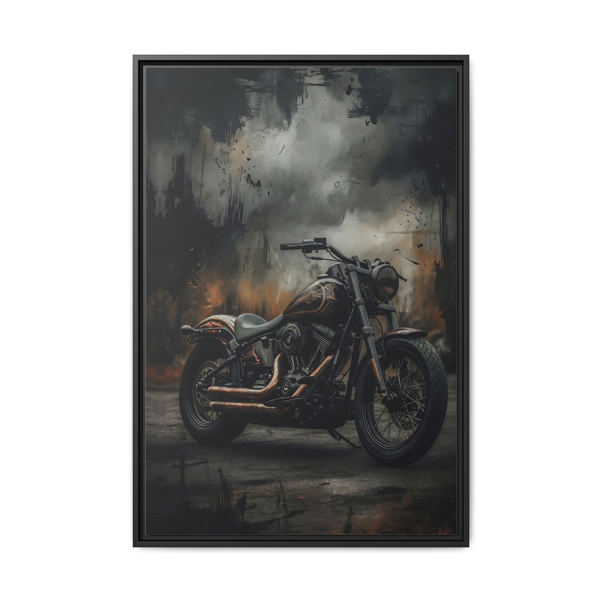 Framed Matte Canvas Motorcycle Wall Art – Vintage Cruiser Print