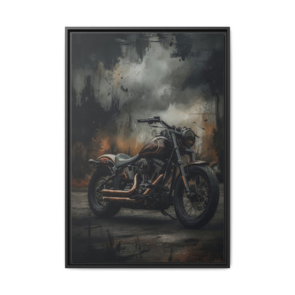 Framed Matte Canvas Motorcycle Wall Art – Vintage Cruiser Print