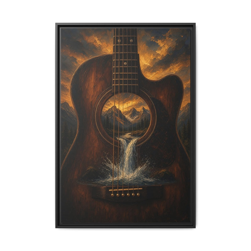 Mountain Song |  Guitar Waterfall Framed Canvas