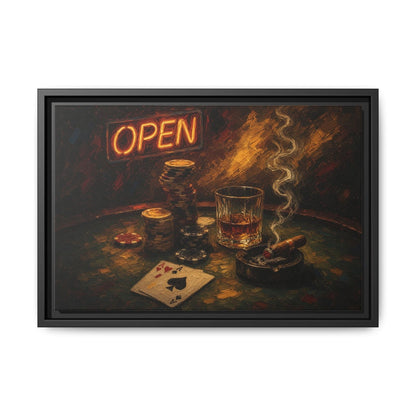 Poker Night Canvas – Whiskey, Aces & Neon
