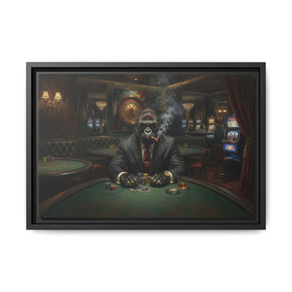 Smoking Gorilla Poker Night - Matte Framed Canvas Wall Art