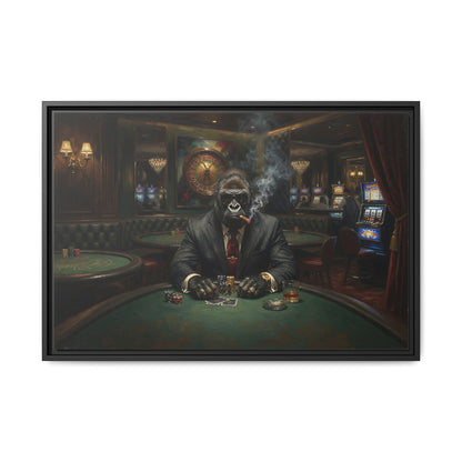 Smoking Gorilla Poker Night - Matte Framed Canvas Wall Art