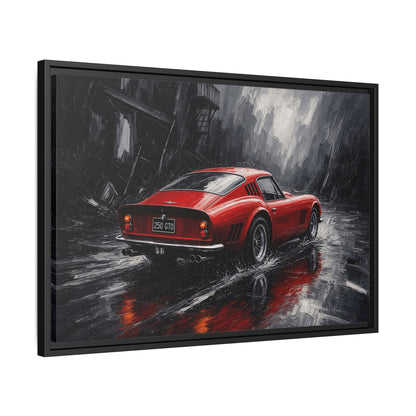 Red GT in the Rain | Vintage Coupe Framed Canvas