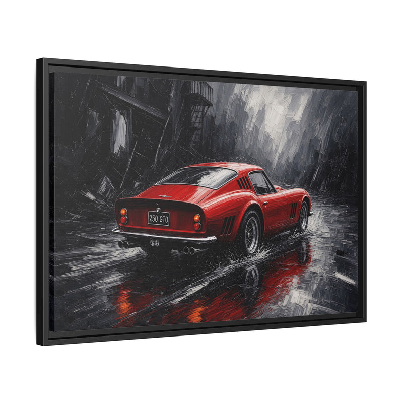 Red GT in the Rain | Vintage Coupe Framed Canvas