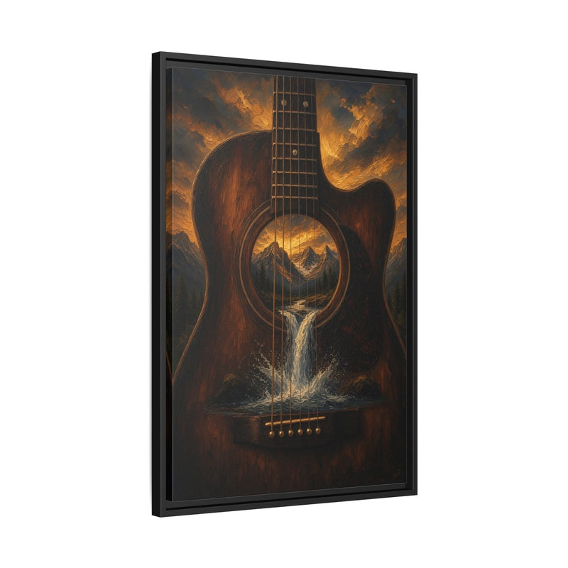 Mountain Song |  Guitar Waterfall Framed Canvas