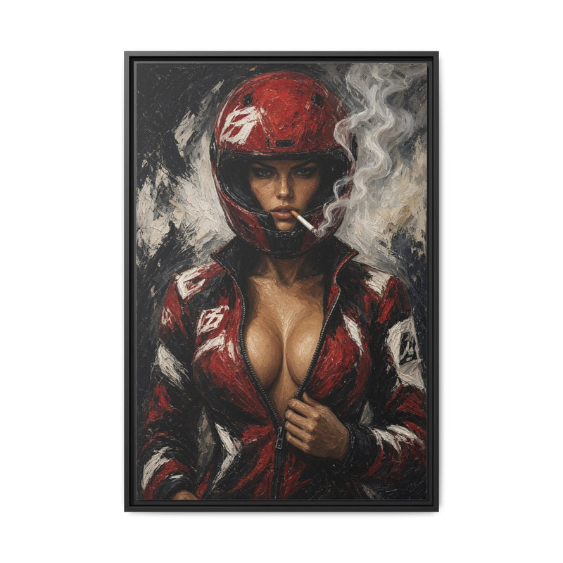 Red Helmet Race Girl Canvas
