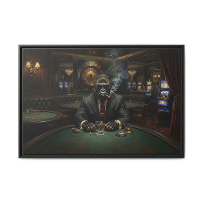 Smoking Gorilla Poker Night - Matte Framed Canvas Wall Art