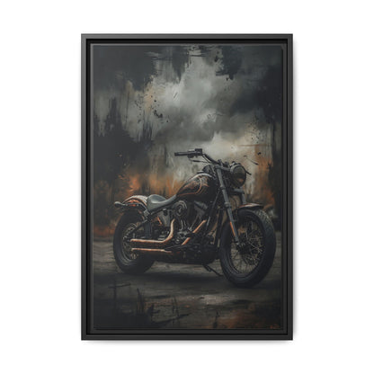 Framed Matte Canvas Motorcycle Wall Art – Vintage Cruiser Print