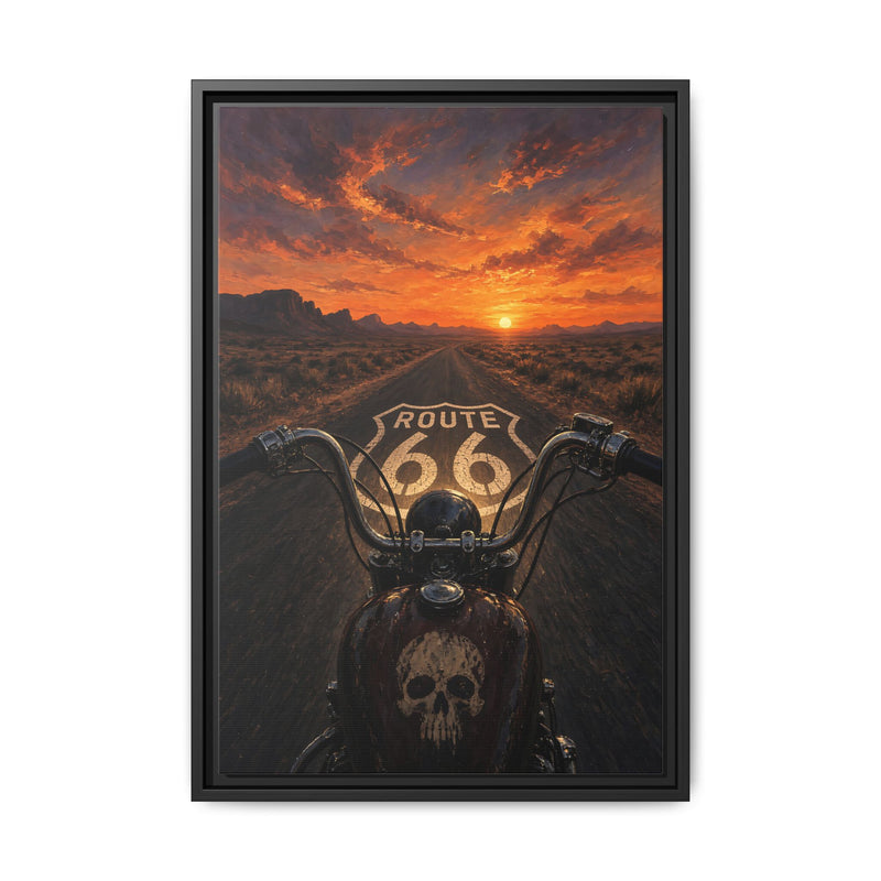 Chopper On Route 66 – Sunset Highway Canvas