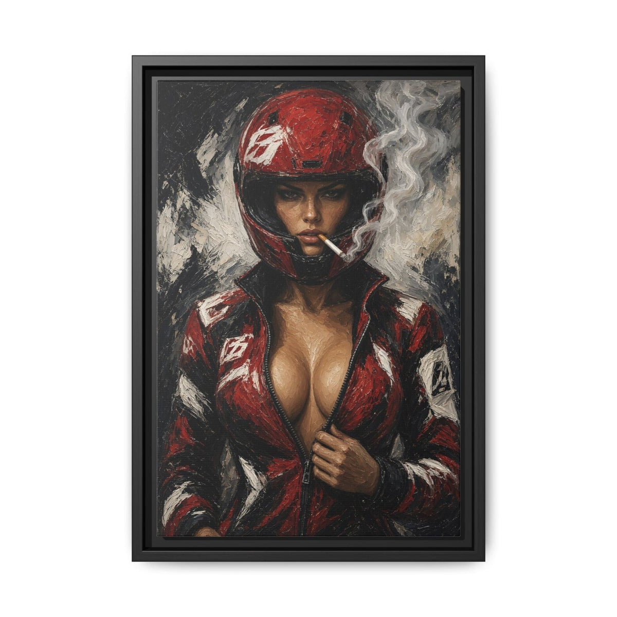 Red Helmet Race Girl Canvas