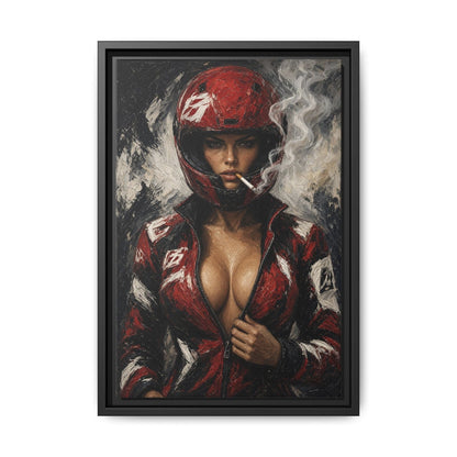 Red Helmet Race Girl Canvas