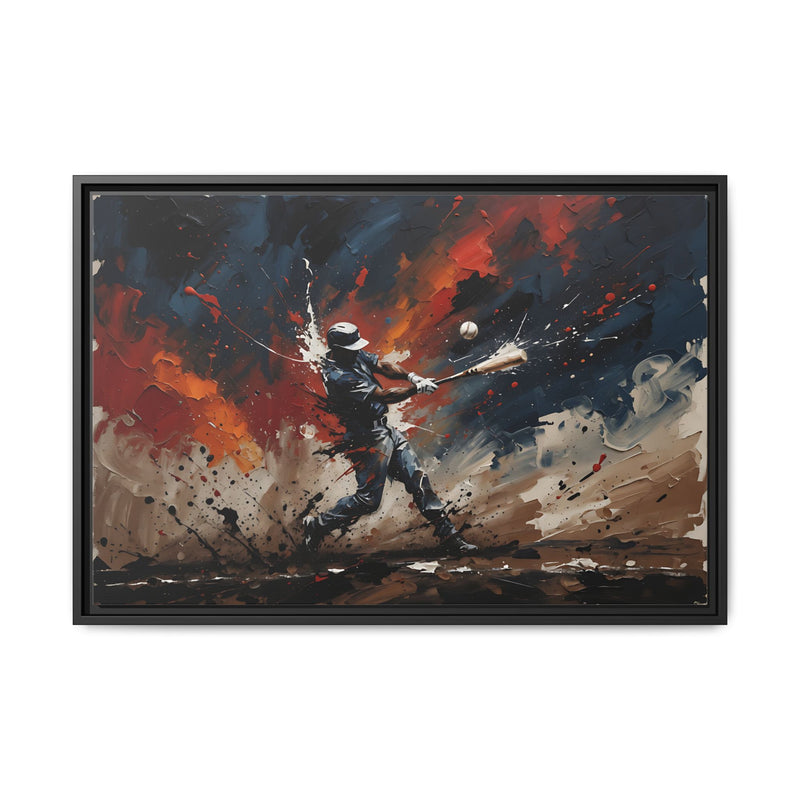 Baseball Grand Slam - Abstract Matte Canvas Framed Wall Art