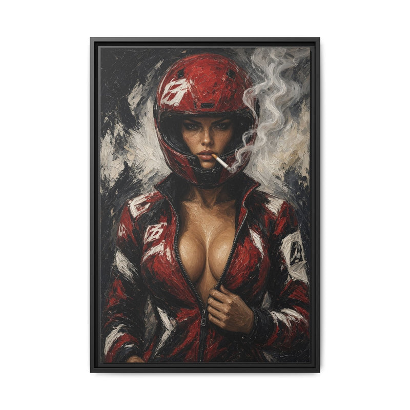 Red Helmet Race Girl Canvas
