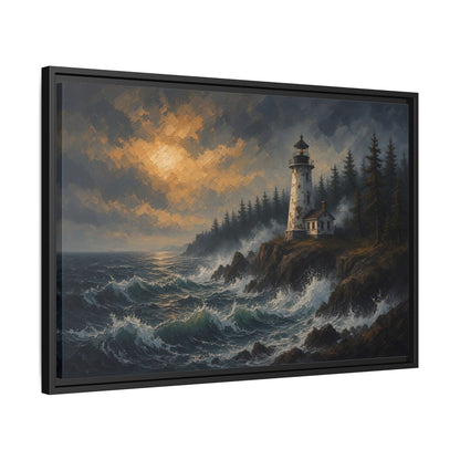 Storm Watch | Lighthouse Framed Canvas
