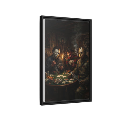 Horror Icons Playing Poker Matte Canvas Framed |