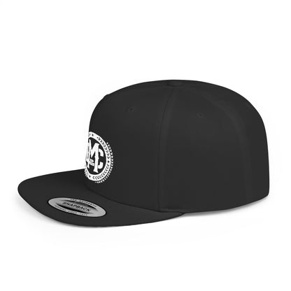 Man Cave White Logo - Flat Bill Snapback Hat