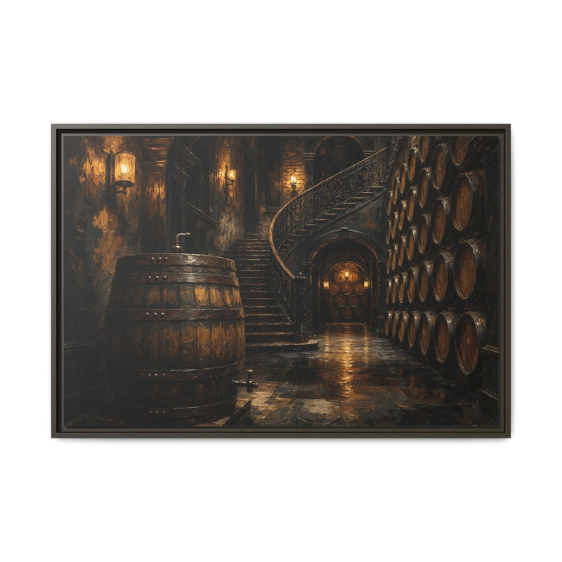 Vintage Whiskey Barrel Cellar Canvas