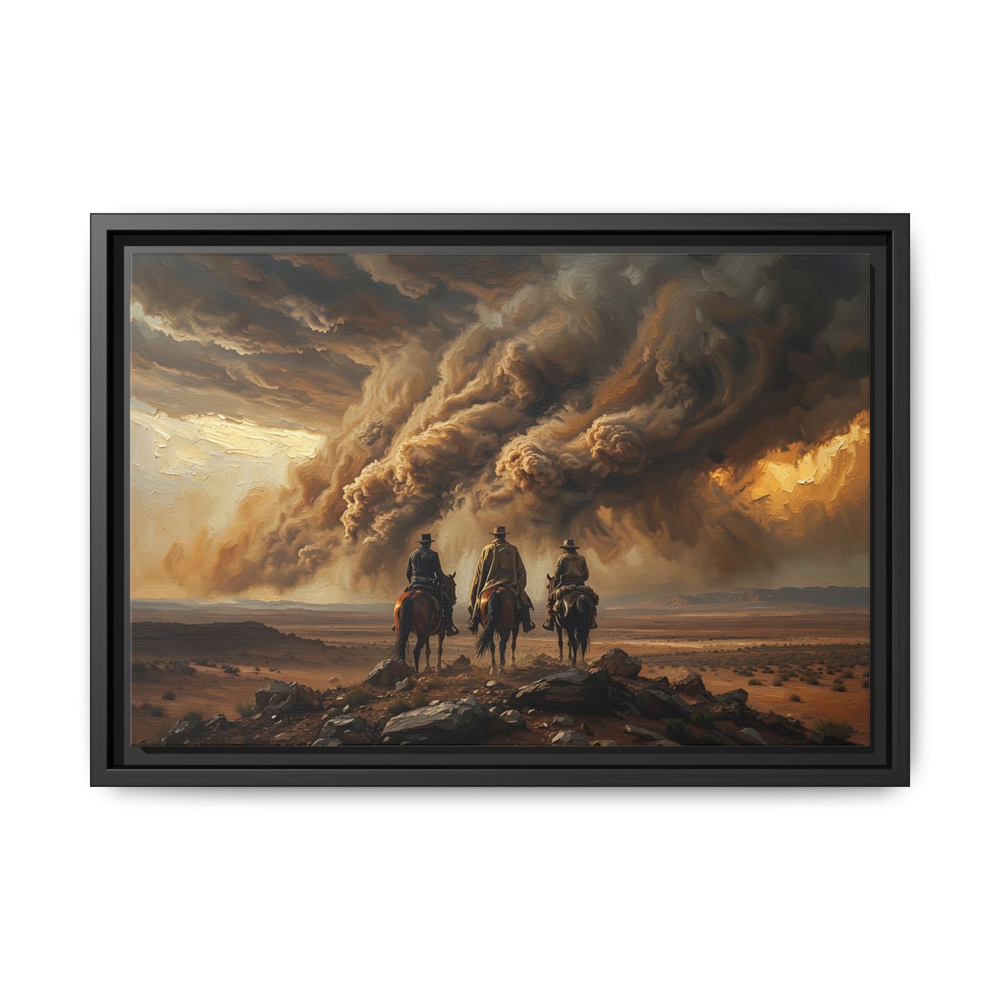 Framed Matte Canvas Print — Storm Riders  (Western Landscape)