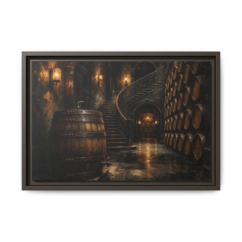 Vintage Whiskey Barrel Cellar Canvas