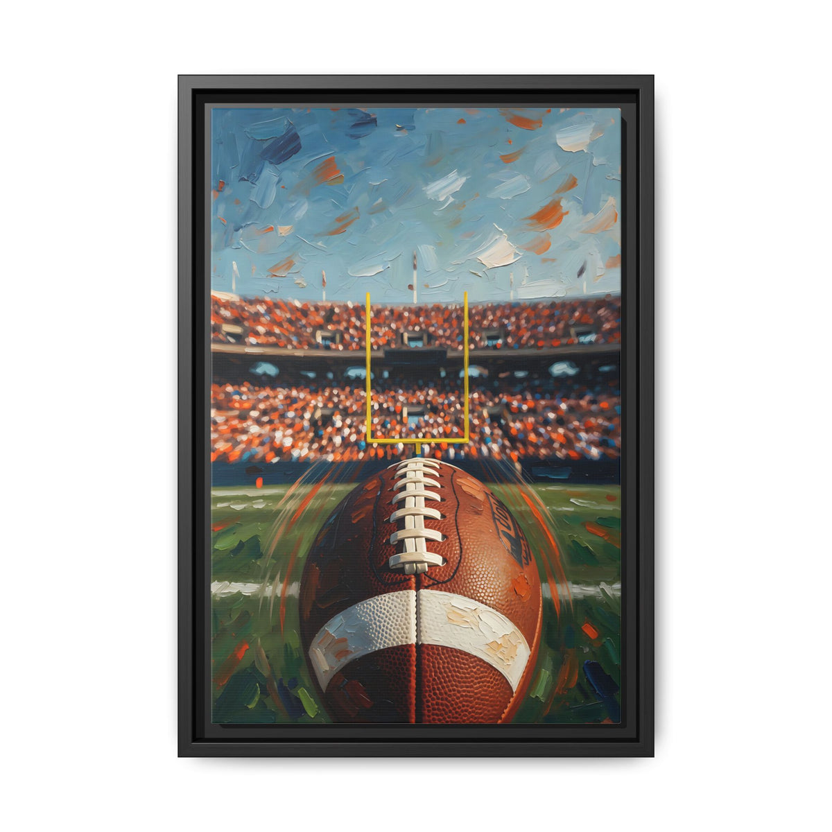 Framed Football Field Canvas Art — Vintage Stadium Print
