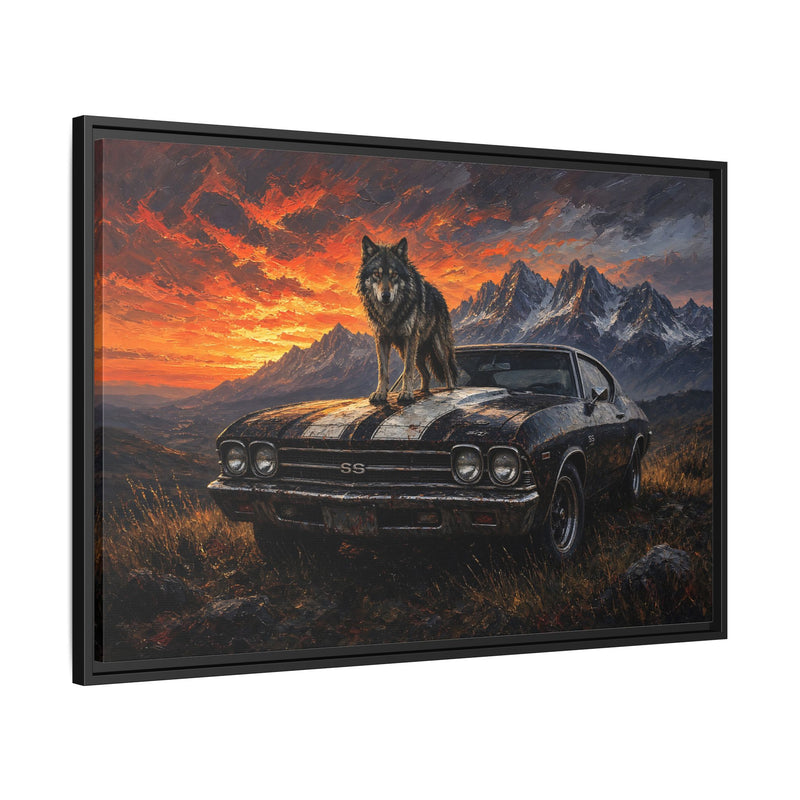 King Of The Hood - Wolf On Muscle Car – Mountain Sunset Canvas