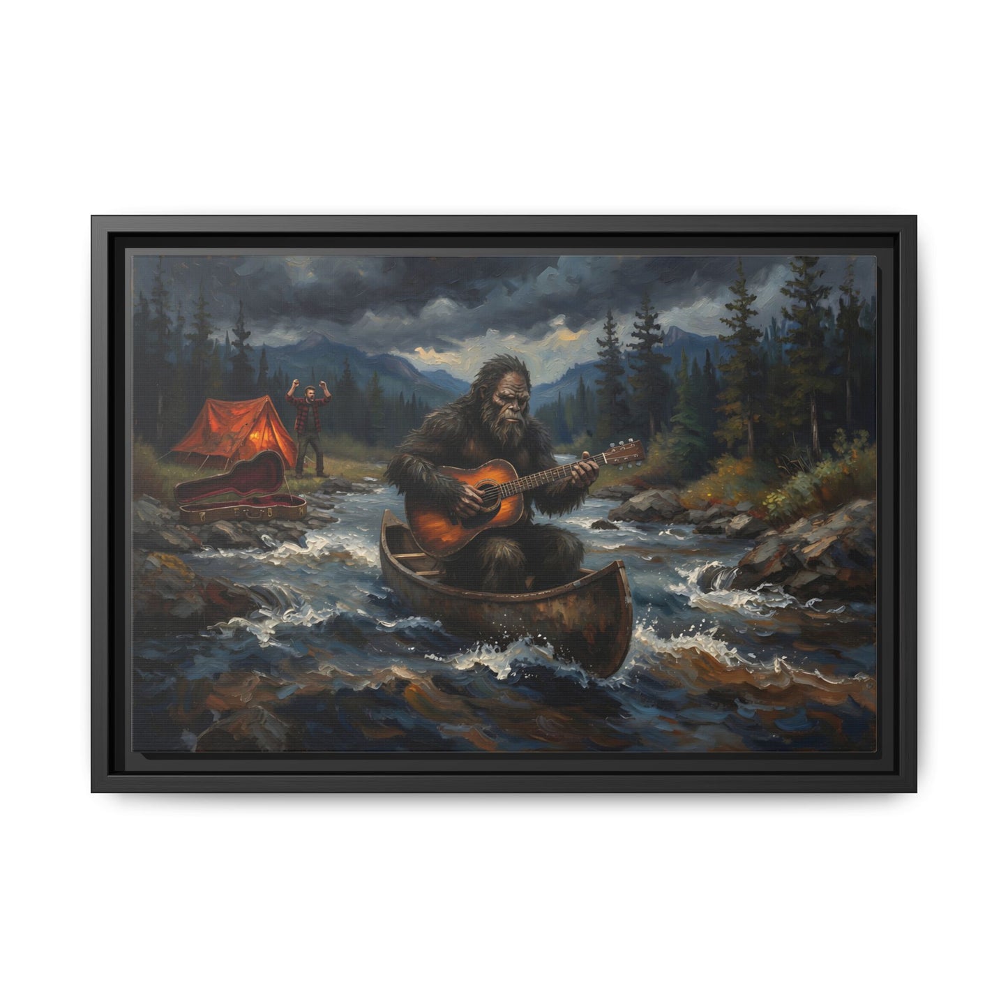 Framed Canvas Print — Sasquatch Stolen River Jam - Wall Art
