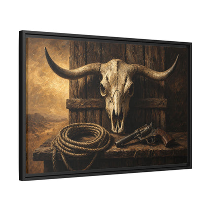 Dust and Iron - Western Longhorn Skull Still Life Canvas