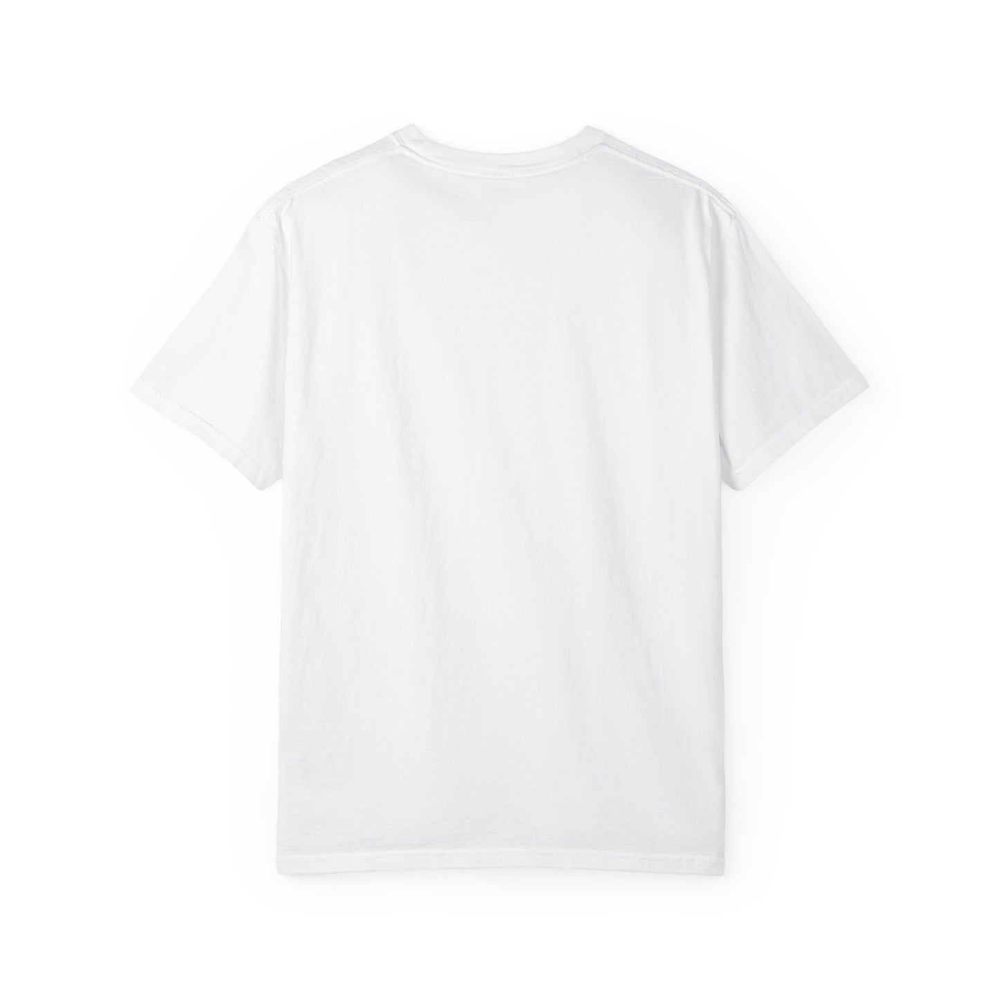 White T-shirt back view, plain crewneck