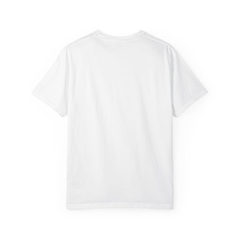 White T-shirt back view, plain crewneck