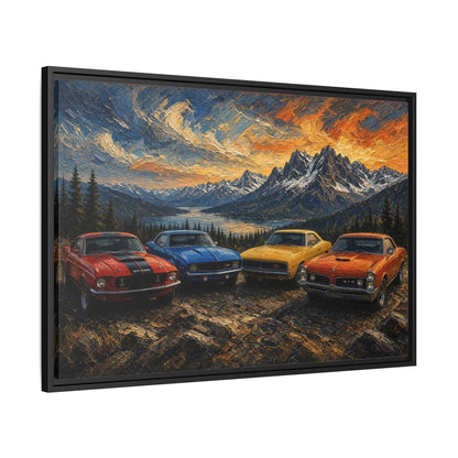 Vintage Muscle Cars | Sunset Overlook Framed Canvas