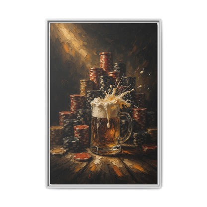 Beer Mug & Poker Chips Canvas | All In, Foam Up