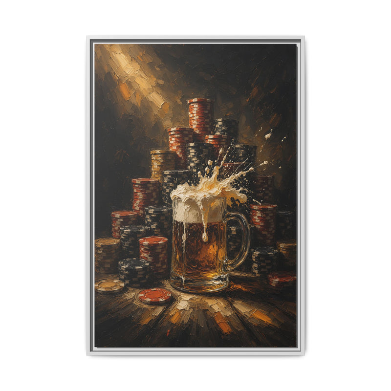 Beer Mug & Poker Chips Canvas | All In, Foam Up
