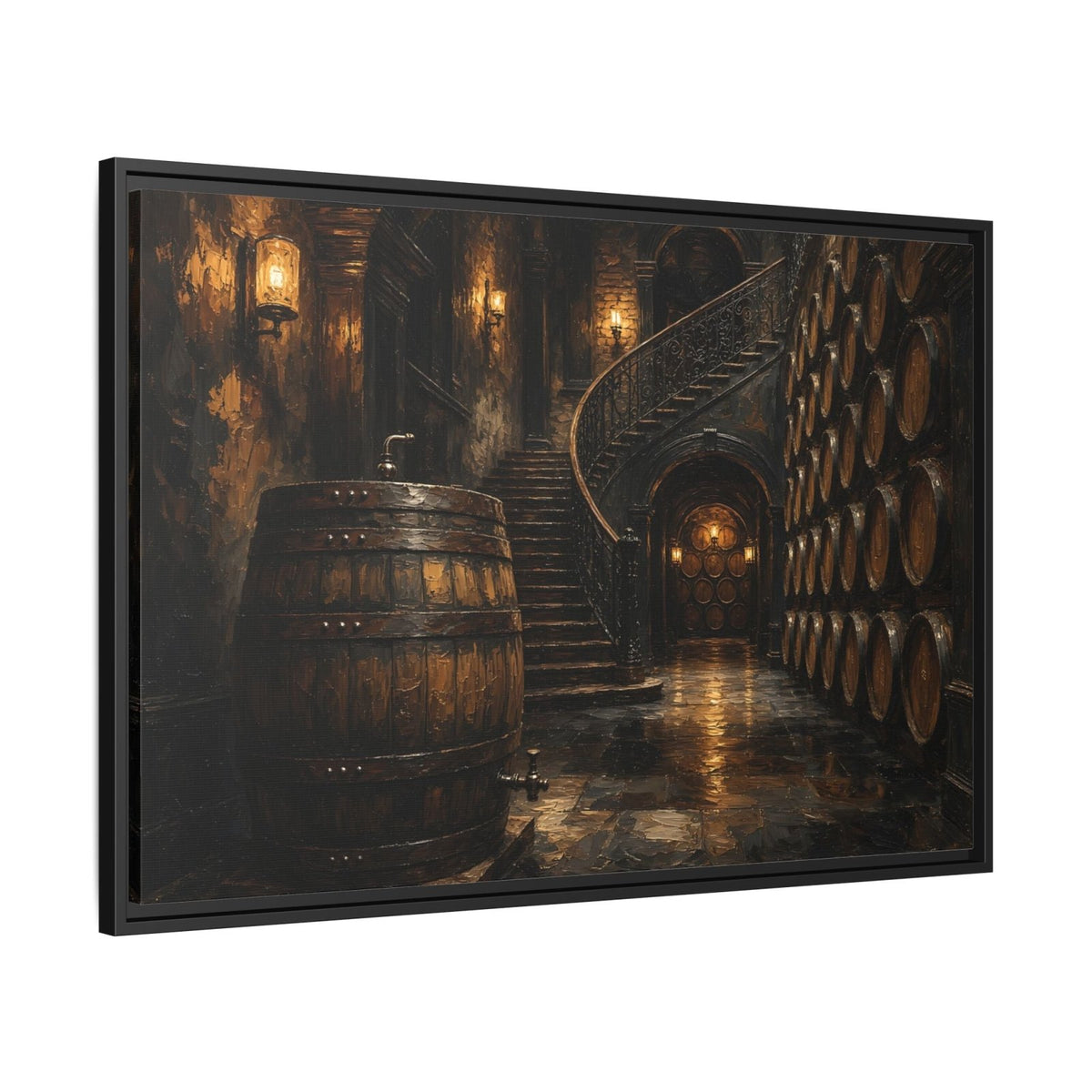 Vintage Whiskey Barrel Cellar Canvas