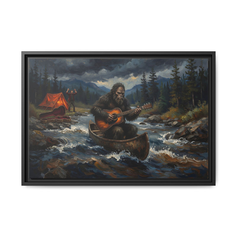 Framed Canvas Print — Sasquatch Stolen River Jam - Wall Art