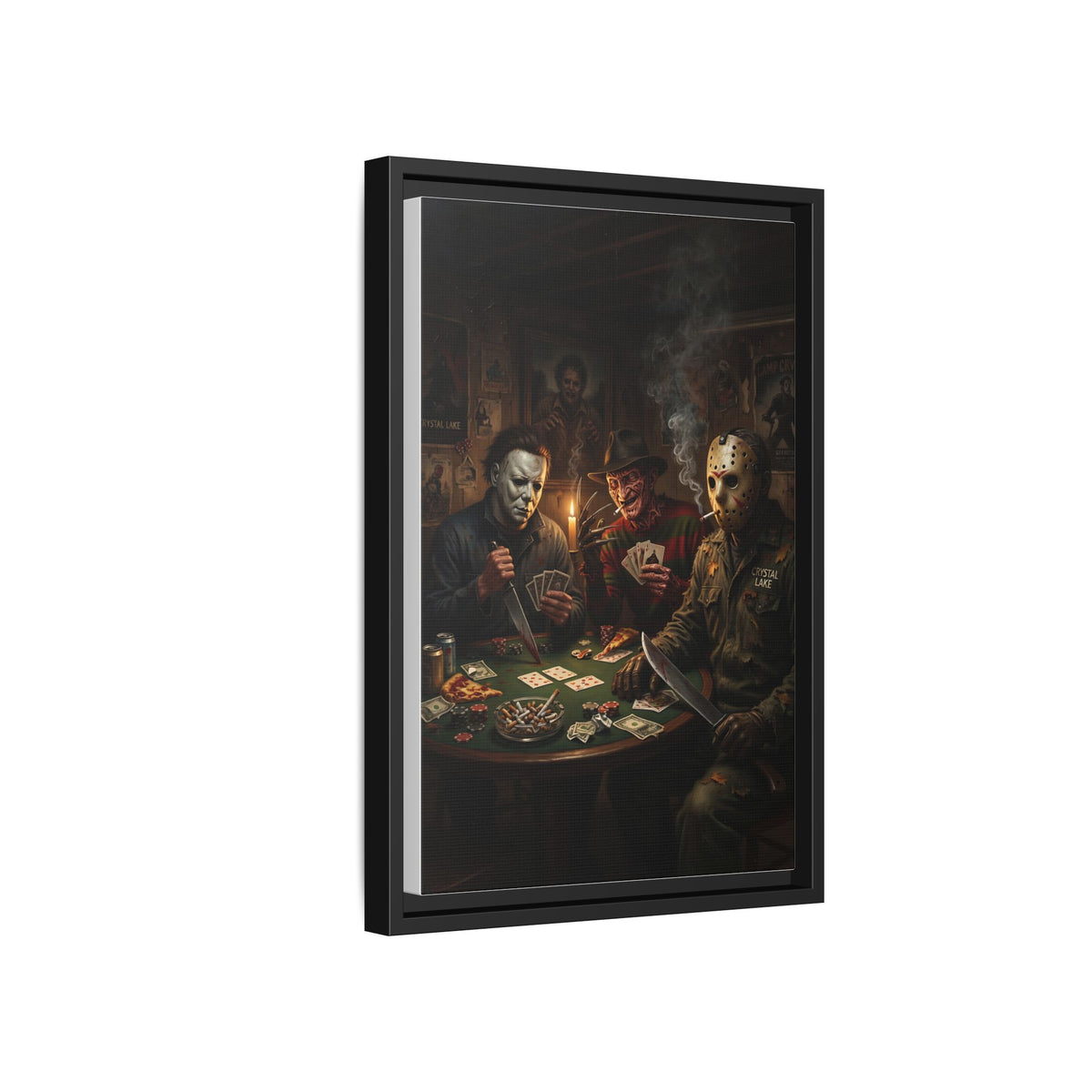 Horror Icons Playing Poker Matte Canvas Framed |