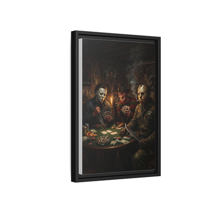 Horror Icons Playing Poker Matte Canvas Framed |
