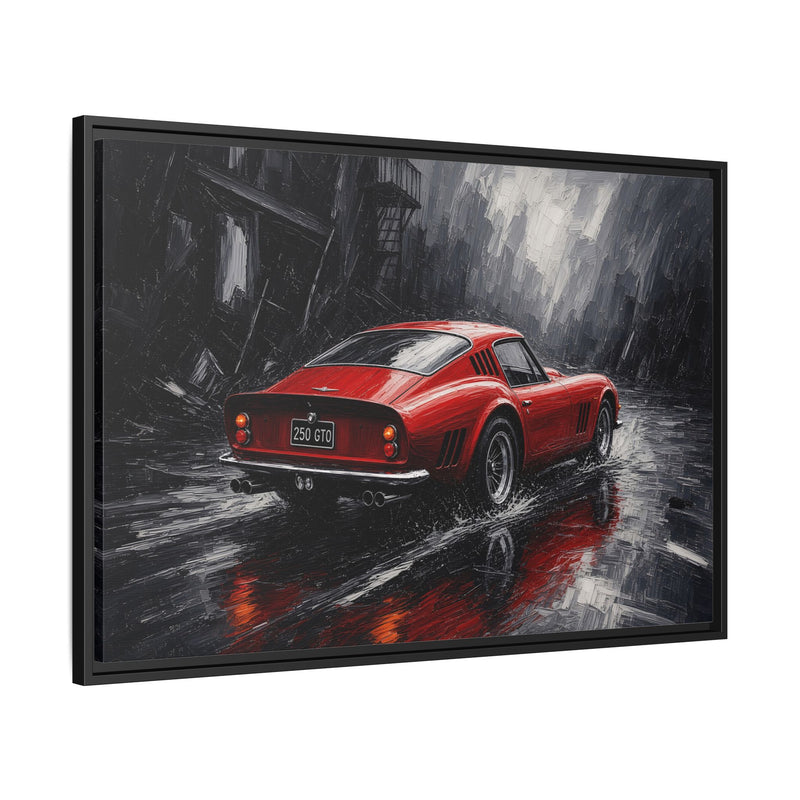 Red GT in the Rain | Vintage Coupe Framed Canvas