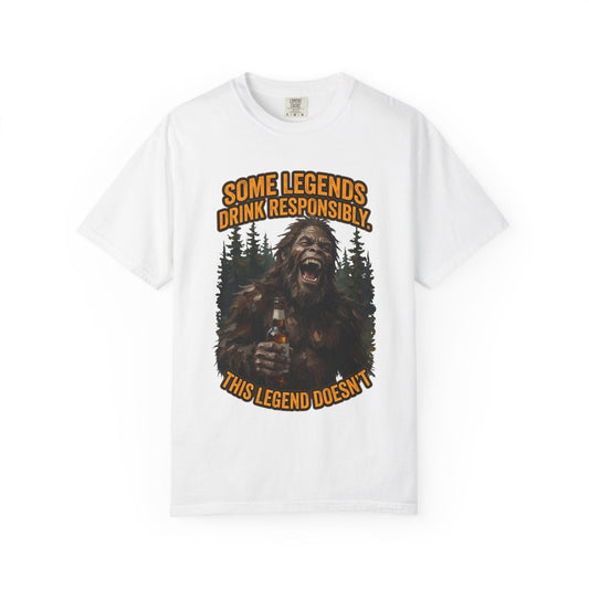 Some Legends Drink Responsibly. This Legend Doesn’t. – Sasquatch Beer T-Shirt (Logo#2)