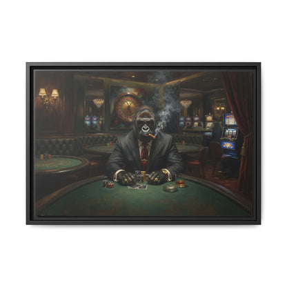 Smoking Gorilla Poker Night - Matte Framed Canvas Wall Art