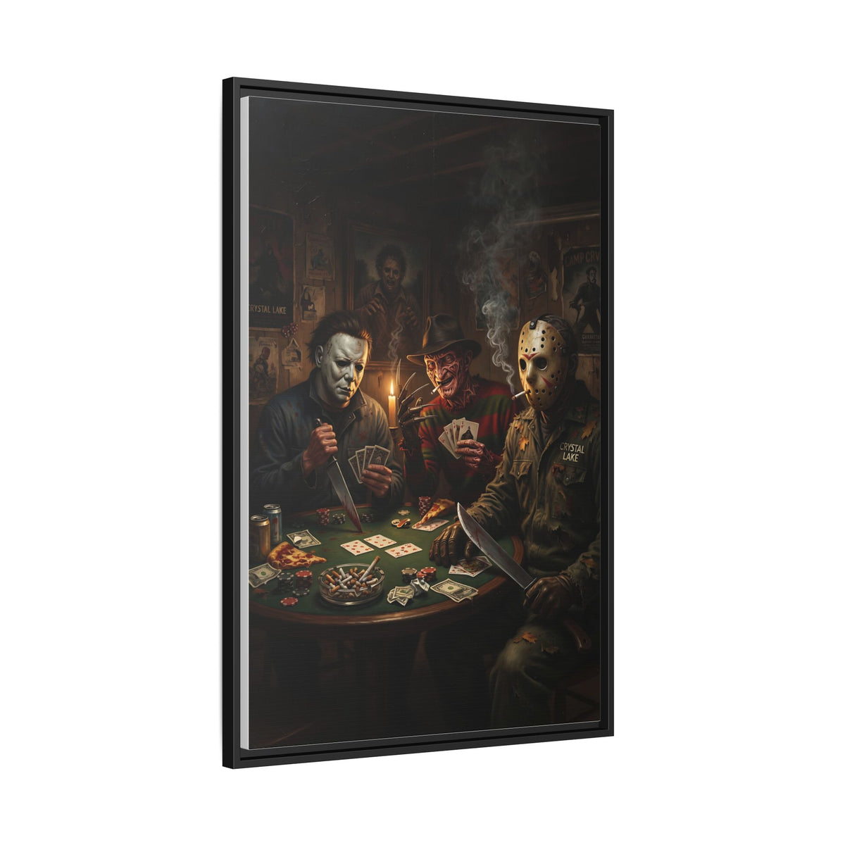 Horror Icons Playing Poker Matte Canvas Framed |