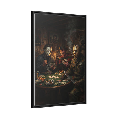Horror Icons Playing Poker Matte Canvas Framed |