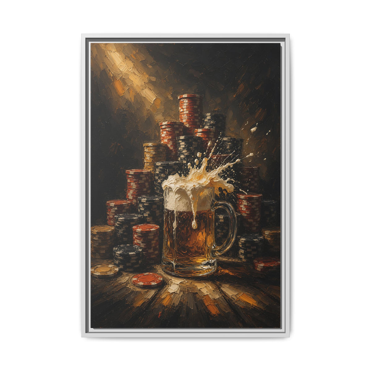 Beer Mug & Poker Chips Canvas | All In, Foam Up