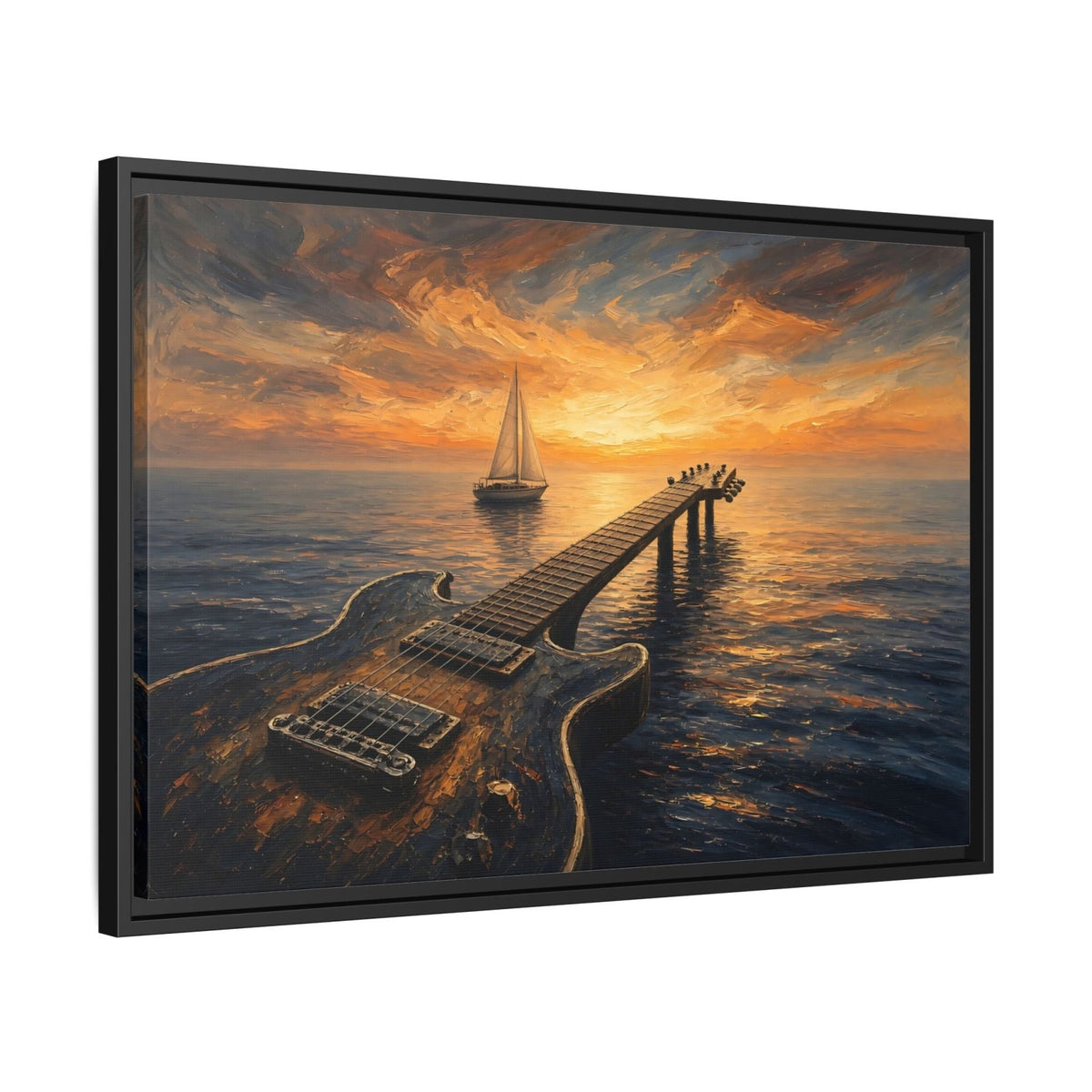 Sunset Riff  | Guitar Dock Framed Canvas