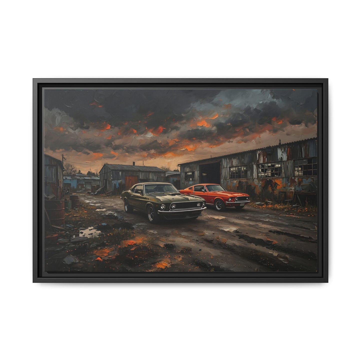 Classic Muscle Cars - Matte Canvas Framed Print