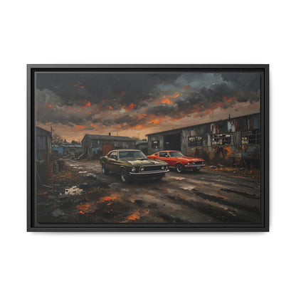 Classic Muscle Cars - Matte Canvas Framed Print